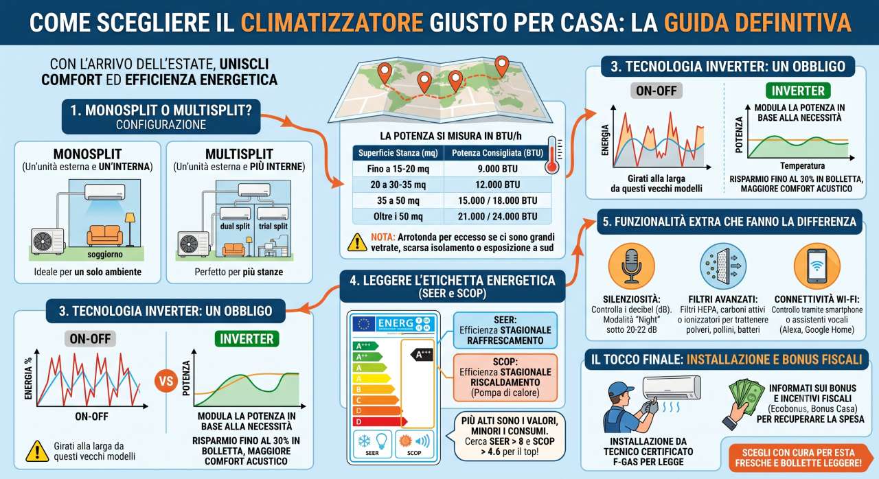 Infografica: guida all'acquisto di un climatizzatore per casa