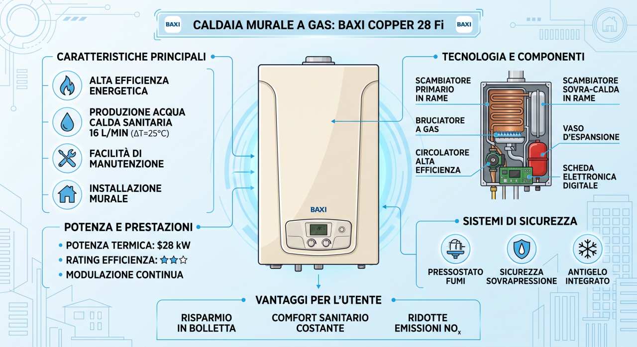 Infografica caldaia a basamento Baxi Copper 28 Fi | schede-tecniche.it