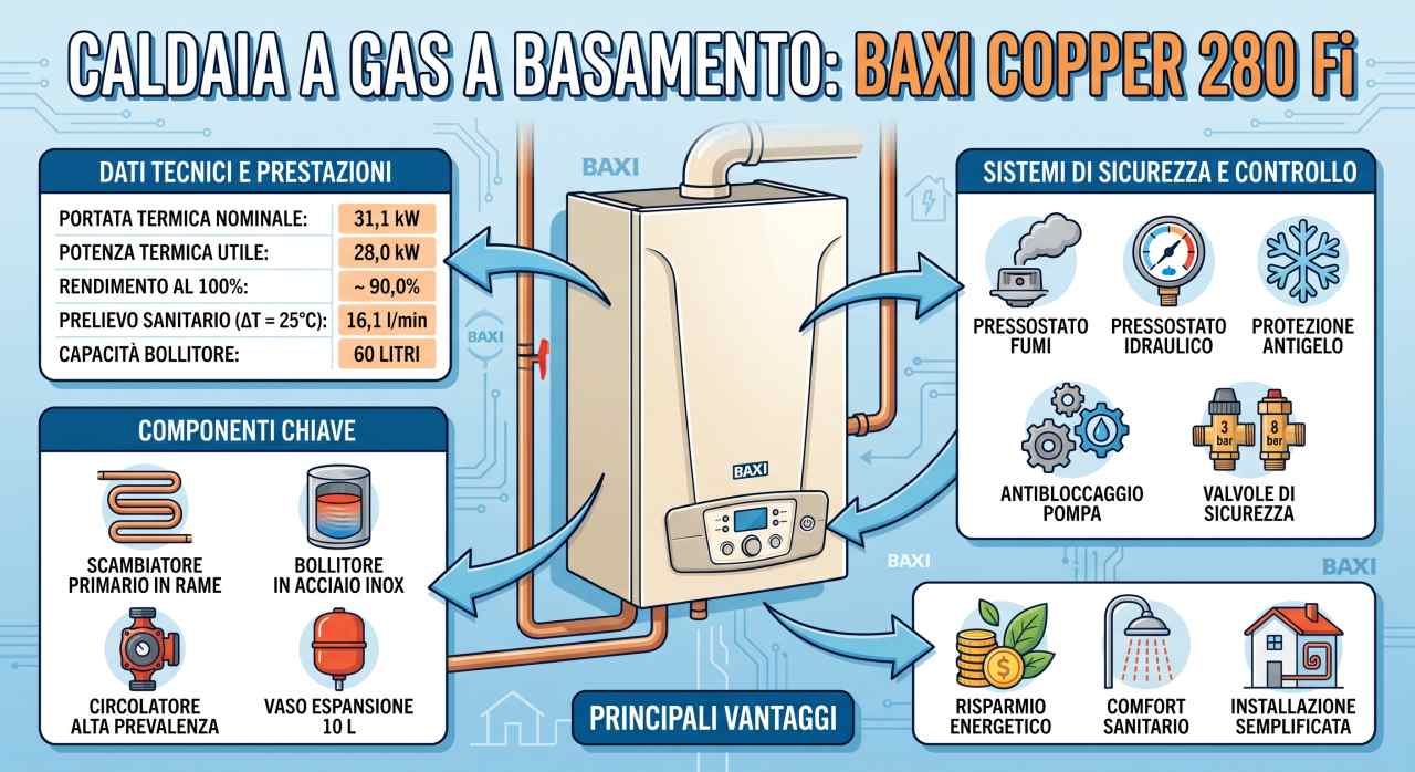 Infografica caldaia a basamento Baxi Copper 280 Fi | schede-tecniche.it