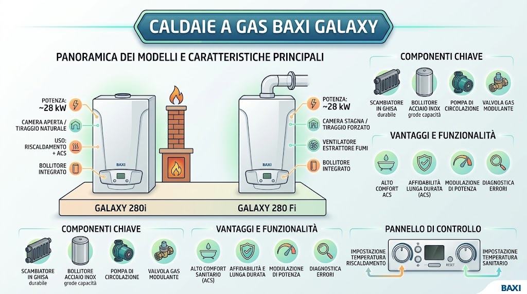 Infografica caldaia a basamento Baxi Galaxy 280i - 280 Fi - 310 Fi | schede-tecniche.it