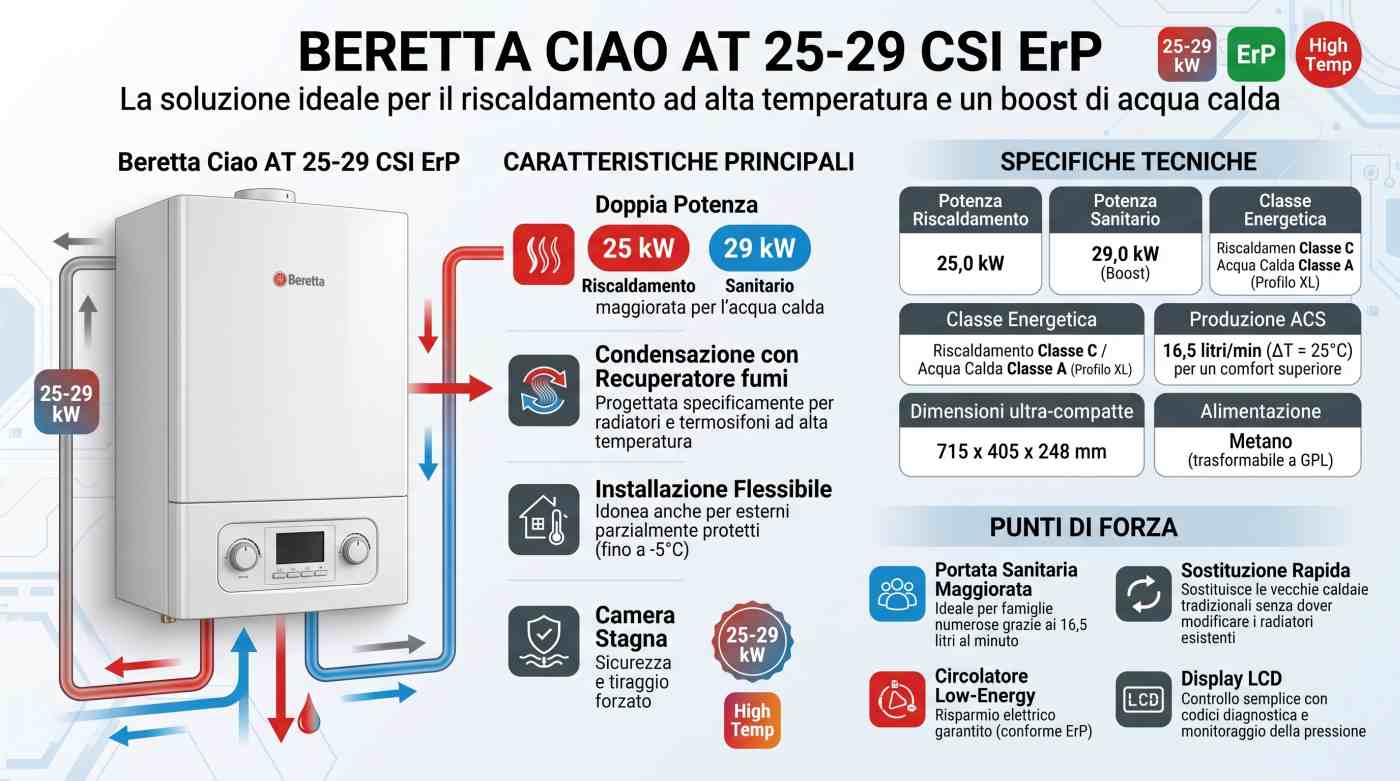 Infografica caldaia murale a gas a condensazione Beretta Ciao AT 25 CSI Erp | schede-tecniche.it