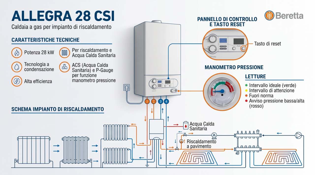 Infografica caldaia murale a gas Beretta Allegra 28 CSI | schede-tecniche.it
