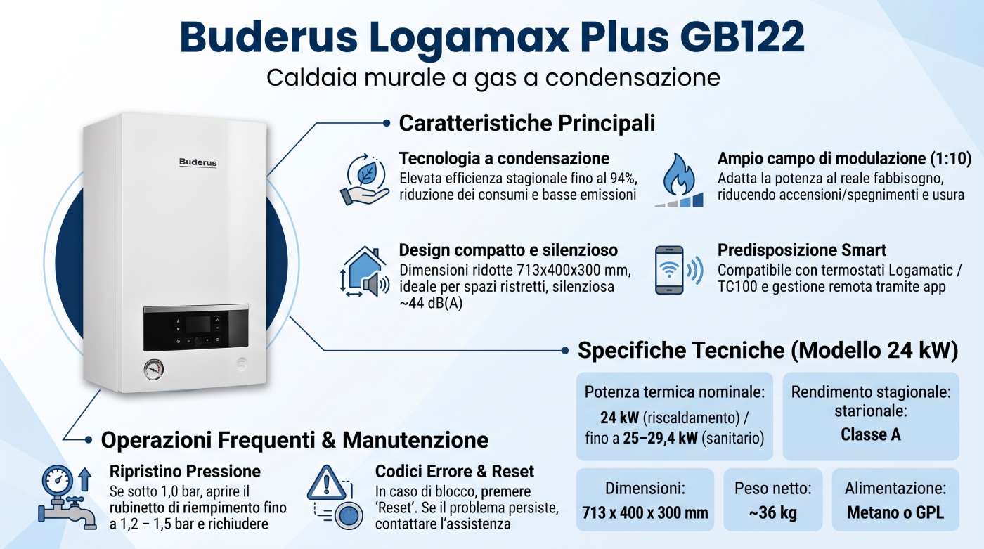 Infografica caldaia a gas Buderus Logamax Plus GB122 | schede-tecniche.it