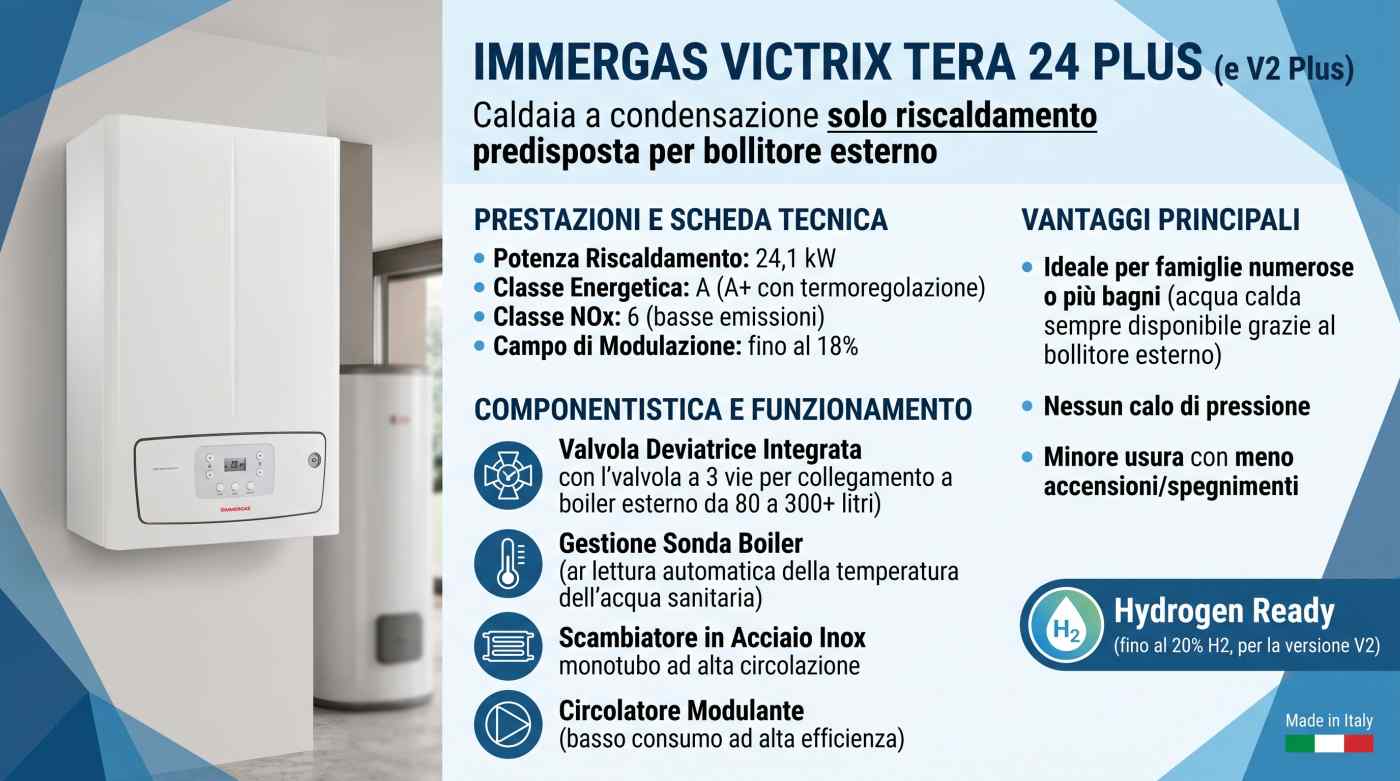 Infografica caldaia murale a gas a condensazione Immergas Victrix Tera 24 Plus | schede-tecniche.it