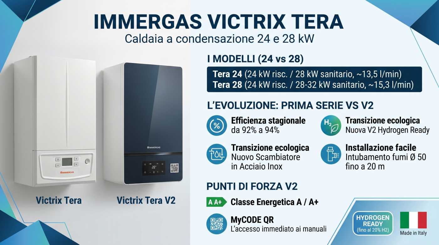 Infografica caldaia murale a gas a condensazione Immergas Victrix Tera 24-28 | schede-tecniche.it