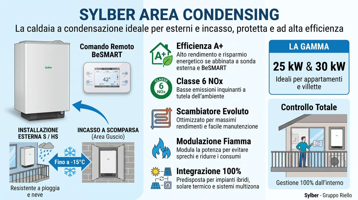 Infografica caldaie a con Sylber Area Condensing | schede-tecniche.it