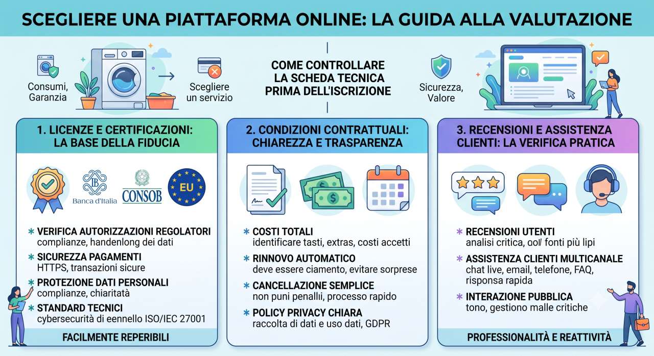 Infografica: La scheda tecnica del servizio digitale: cosa leggere prima di scegliere una piattaforma online