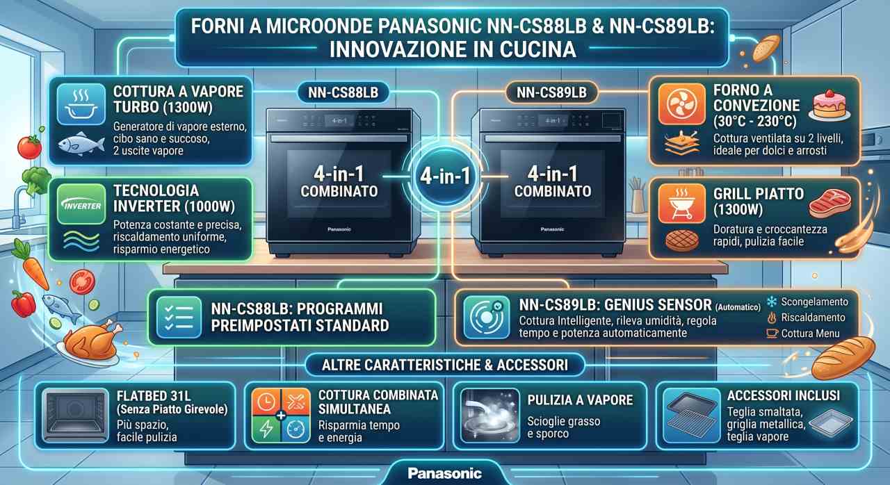 Infografica forno a microonde Panasonic NN-CS88LB, NN-CS89LB | schede-tecniche.it