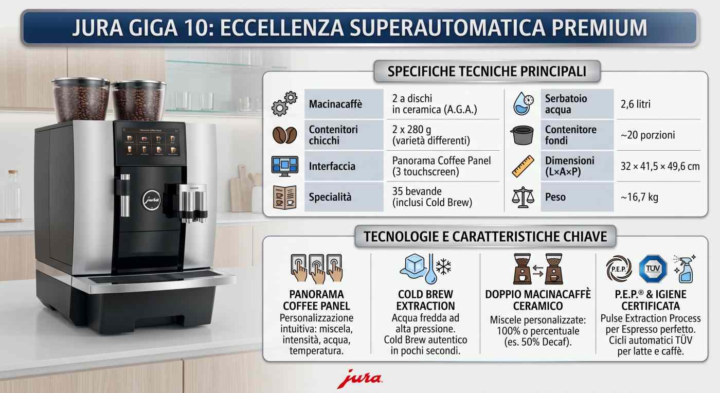 Infografica macchina da caffè Jura GIGA 10 | schede-tecniche.it