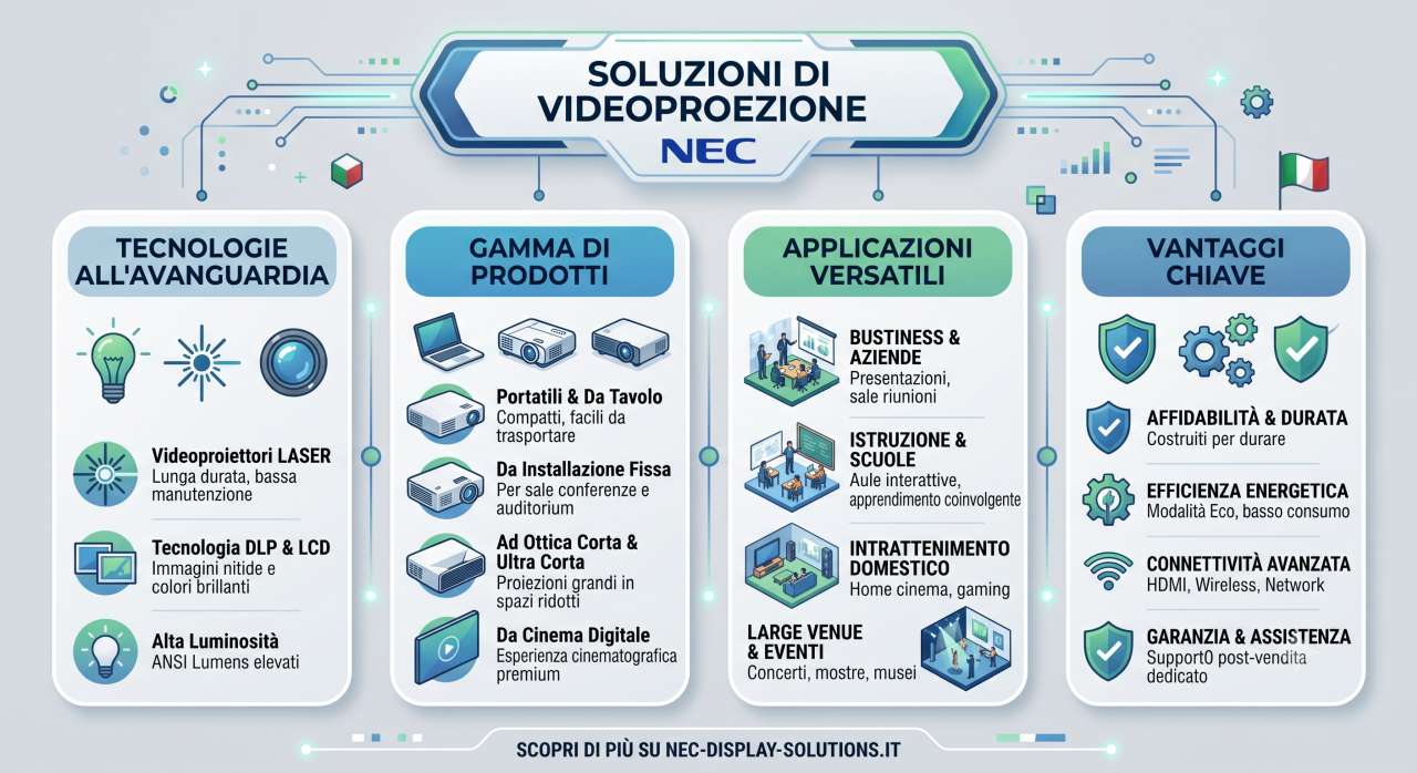 Infografica principali modelli videoproiettori Nec