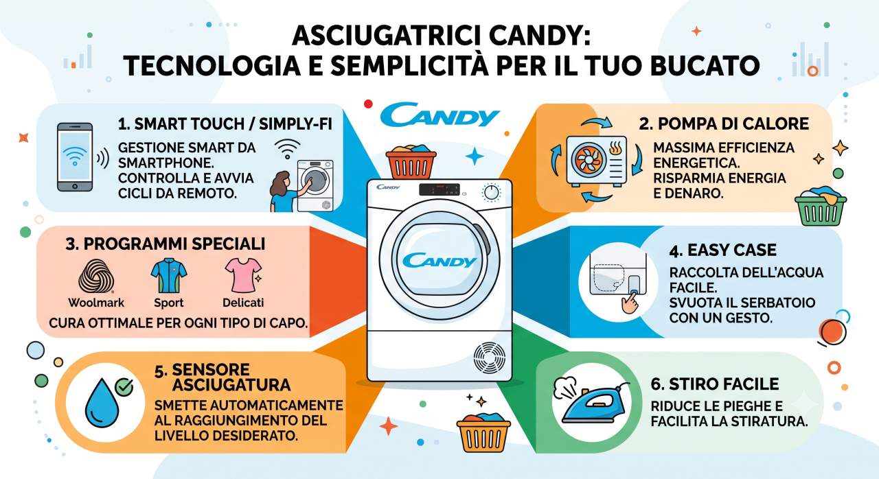 Schede tecniche e manuali uso asciugatrici Candy