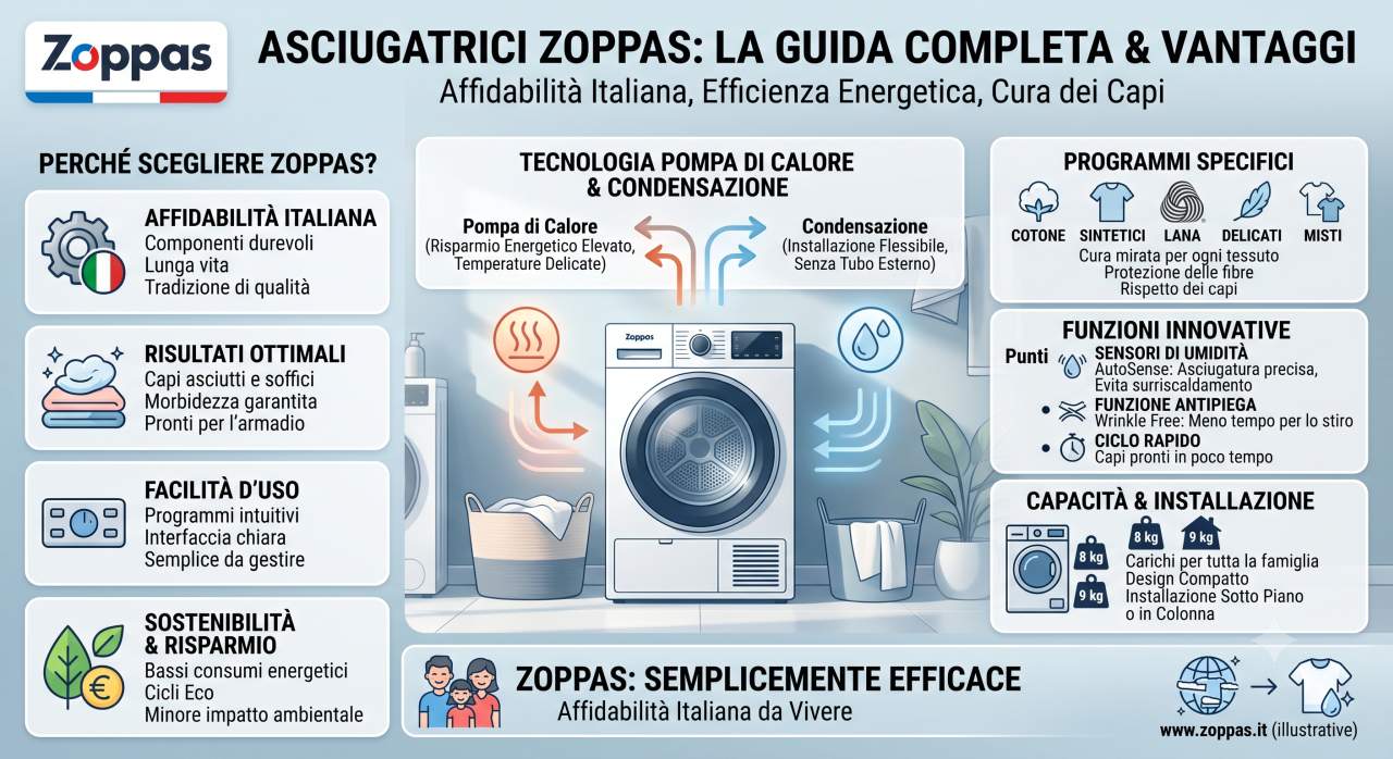 Schede tecniche e manuali uso asciugatrici Zoppas
