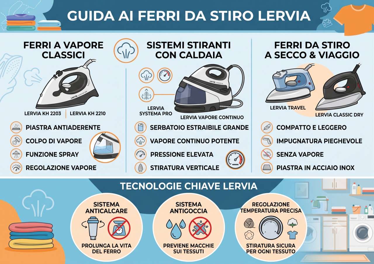 Schede tecniche e manuali uso ferri da stiro Lervia