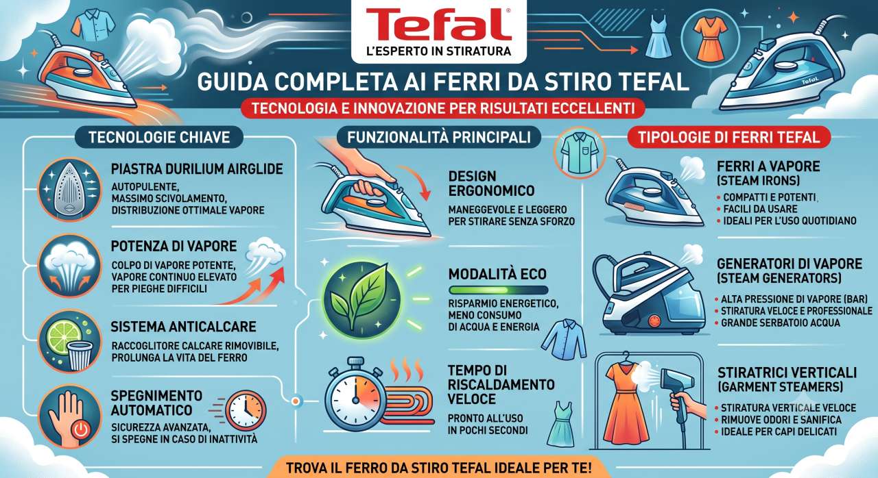 Schede tecniche e manuali uso ferri da stiro Tefal