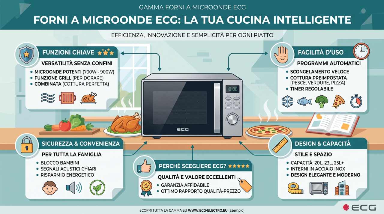 Schede tecniche e manuali uso forni a microonde ECG