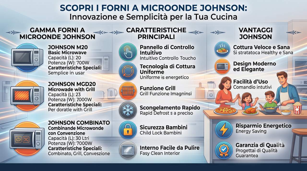 Schede tecniche e manuali uso forni a microonde Johnson