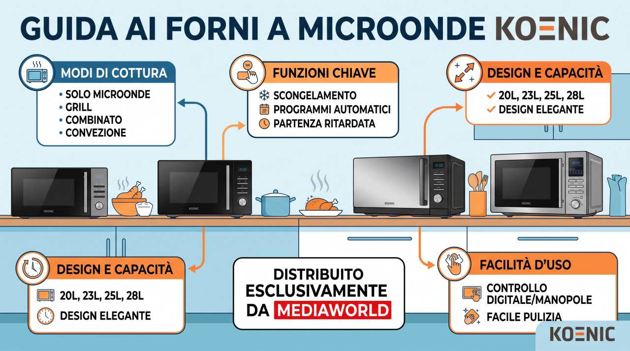 Schede tecniche e manuali uso forni a microonde Koenic