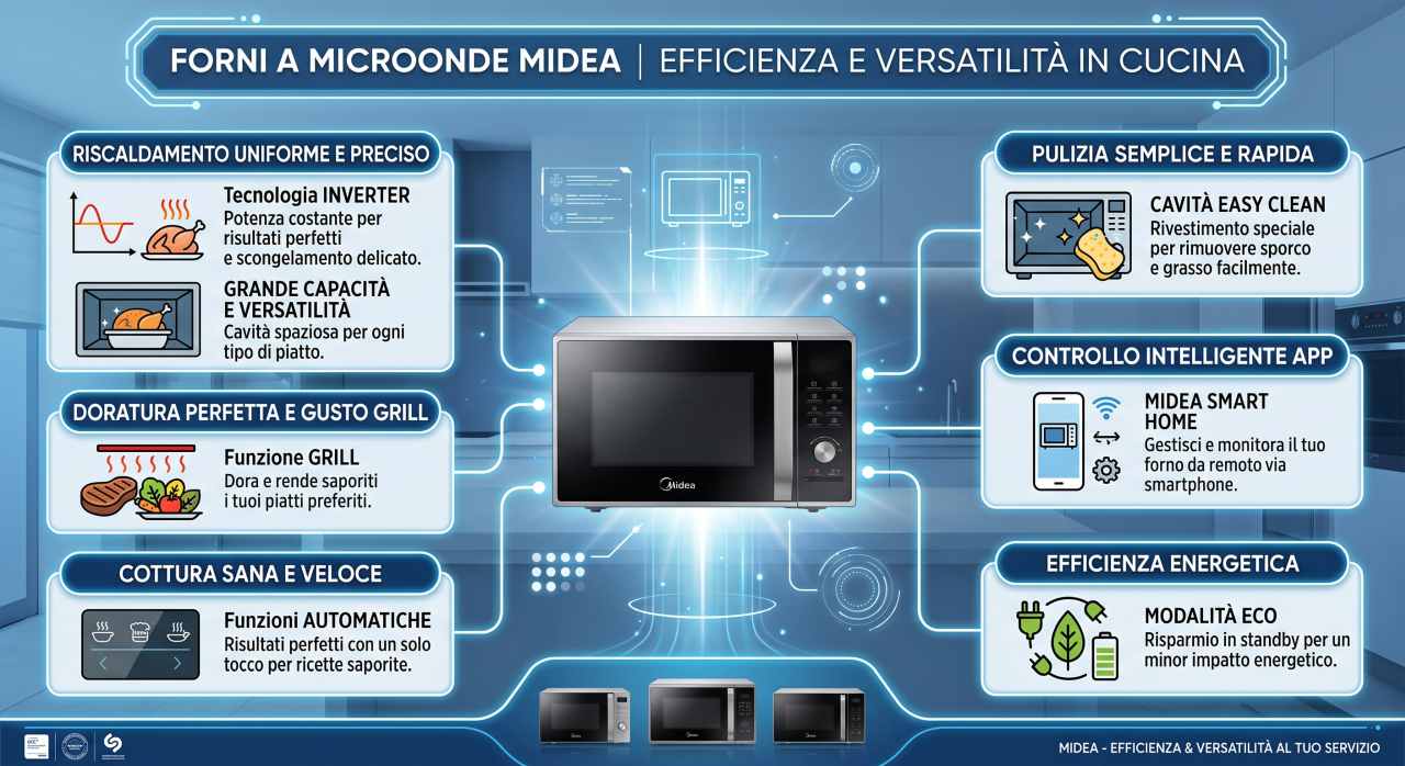 Schede tecniche e manuali uso forni a microonde Midea