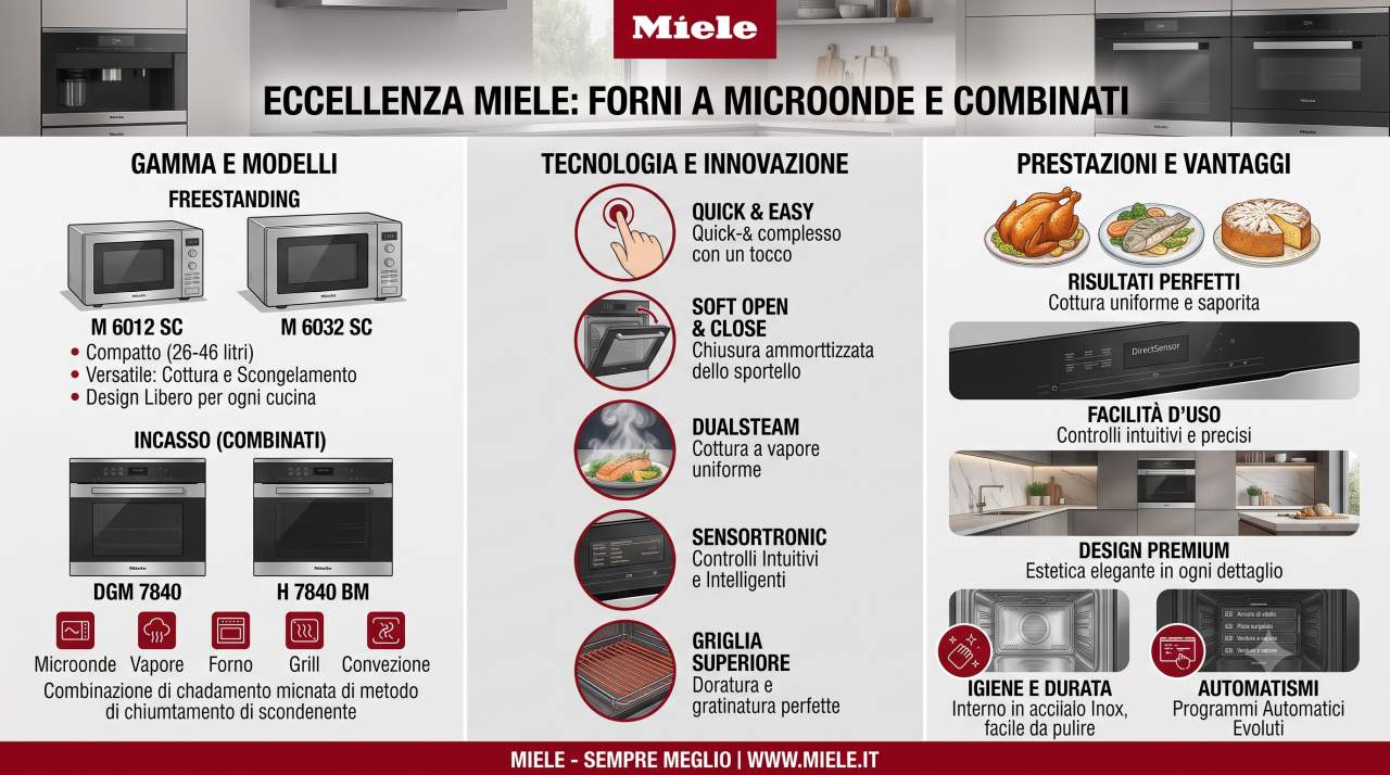 Schede tecniche e manuali uso forni a microonde Miele