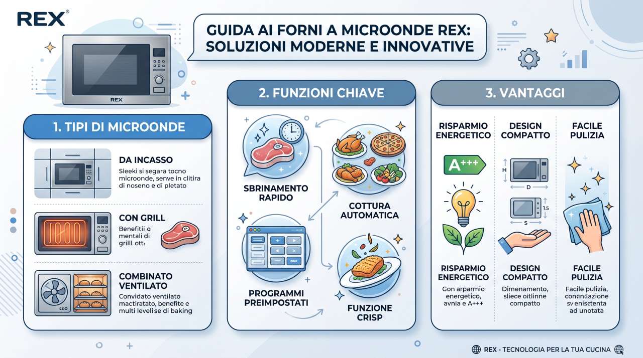 Schede tecniche e manuali uso forni a microonde Rex