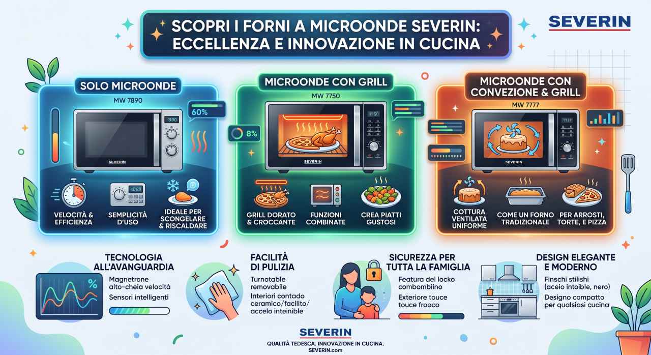Schede tecniche e manuali uso forni a microonde Severin