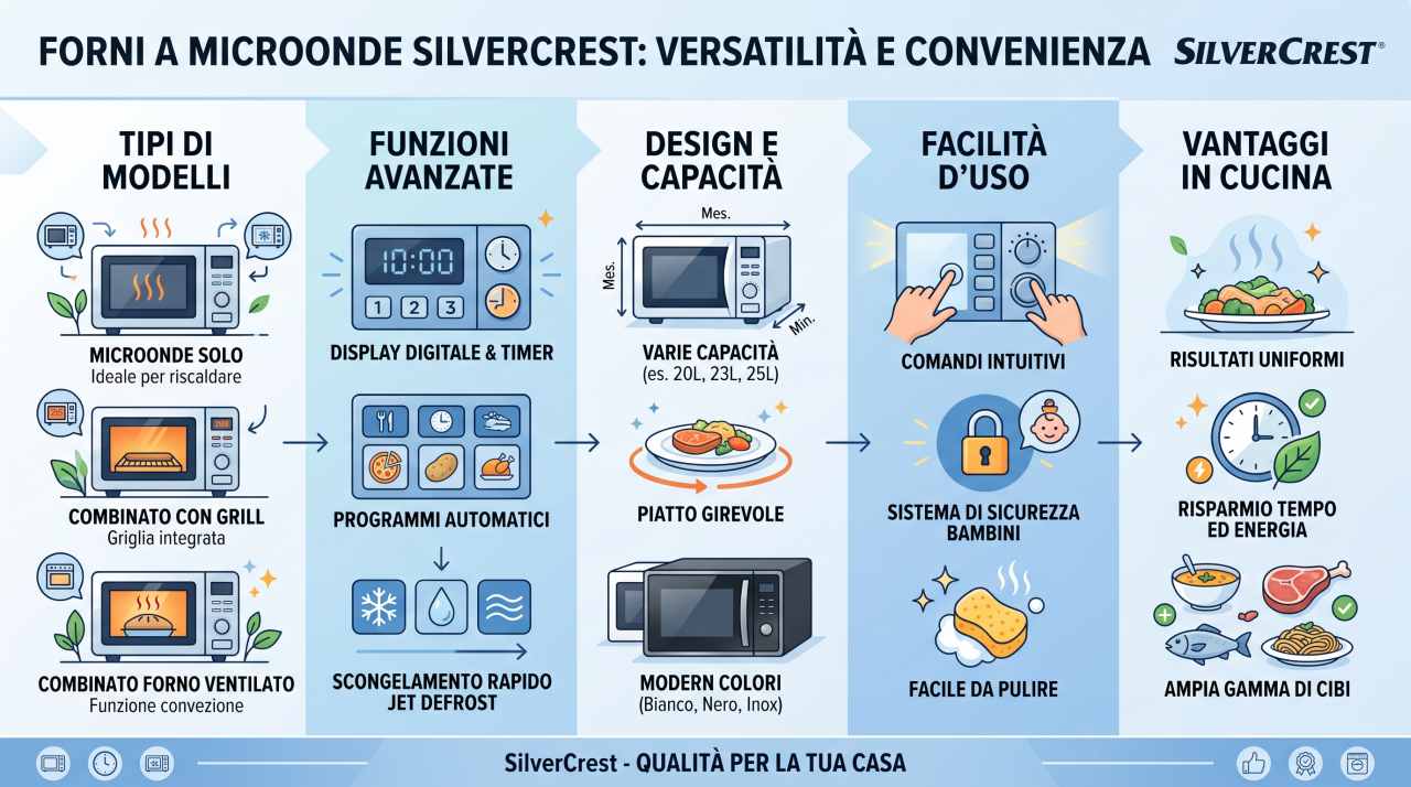 Schede tecniche e manuali uso forni a microonde SilverCrest