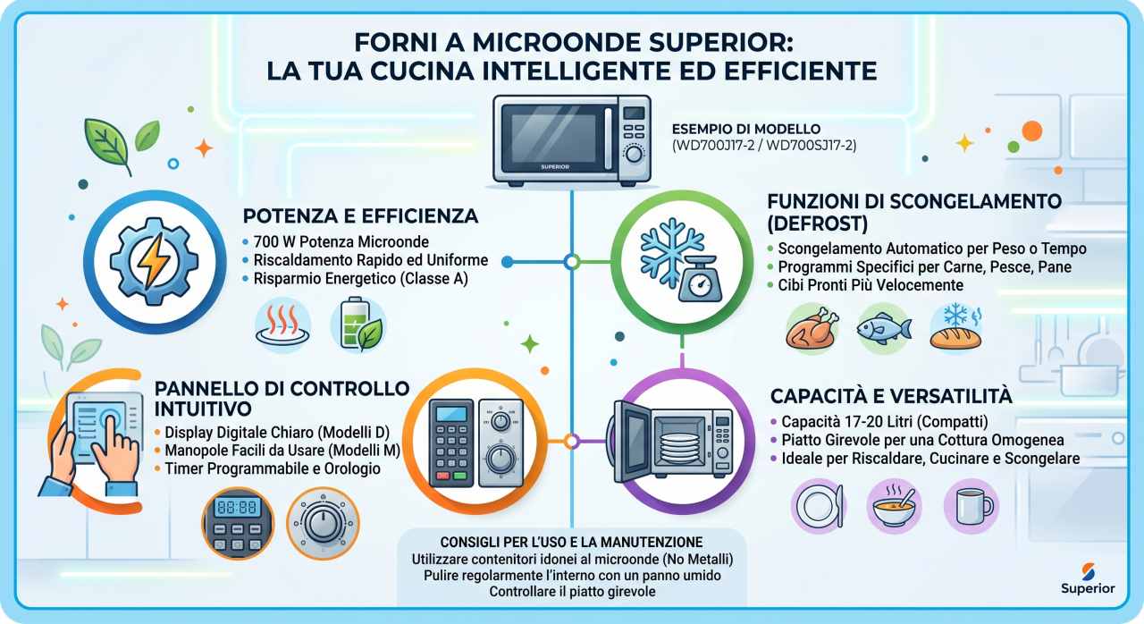 Schede tecniche e manuali uso forni a microonde Superior