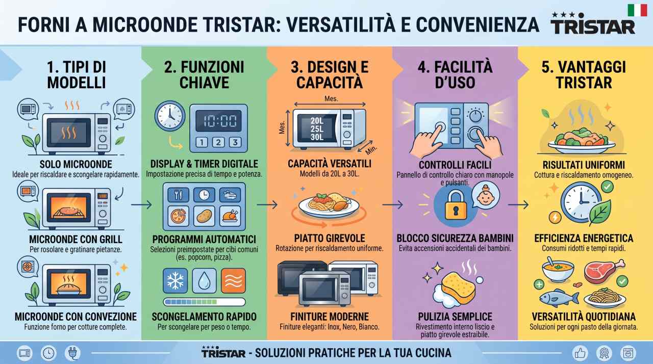 Schede tecniche e manuali uso forni a microonde Tristar