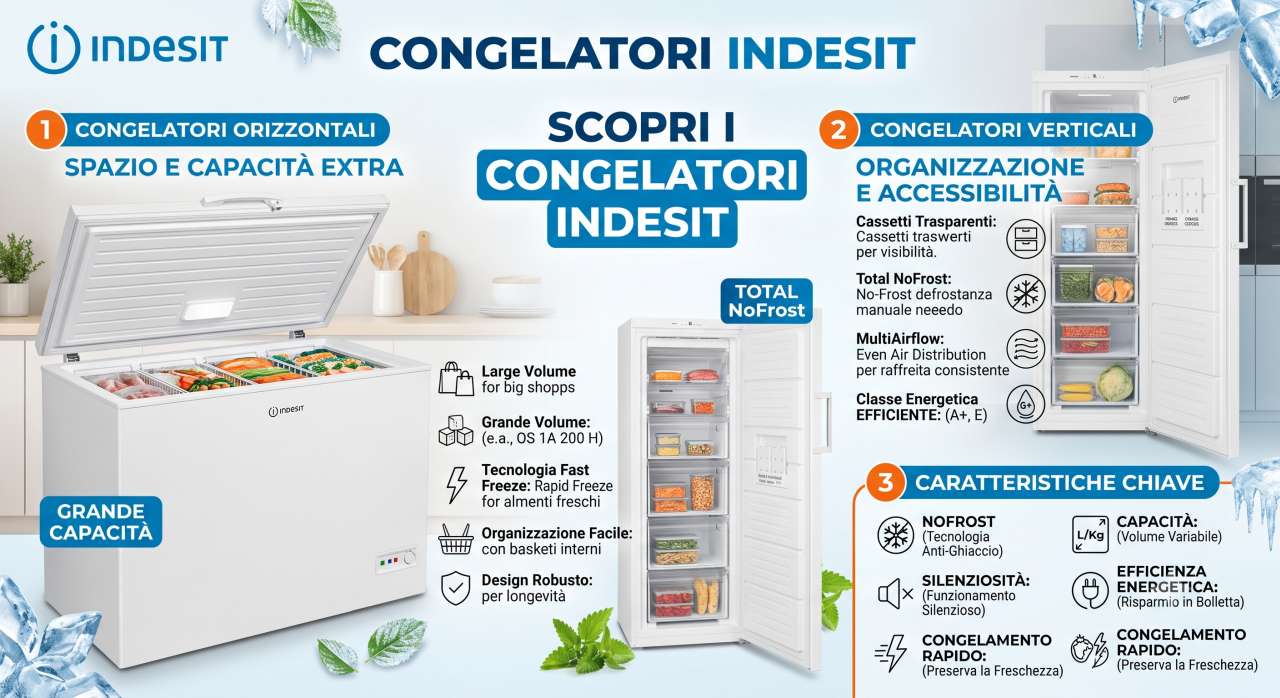 Schede tecniche e manuali uso congelatori Indesit