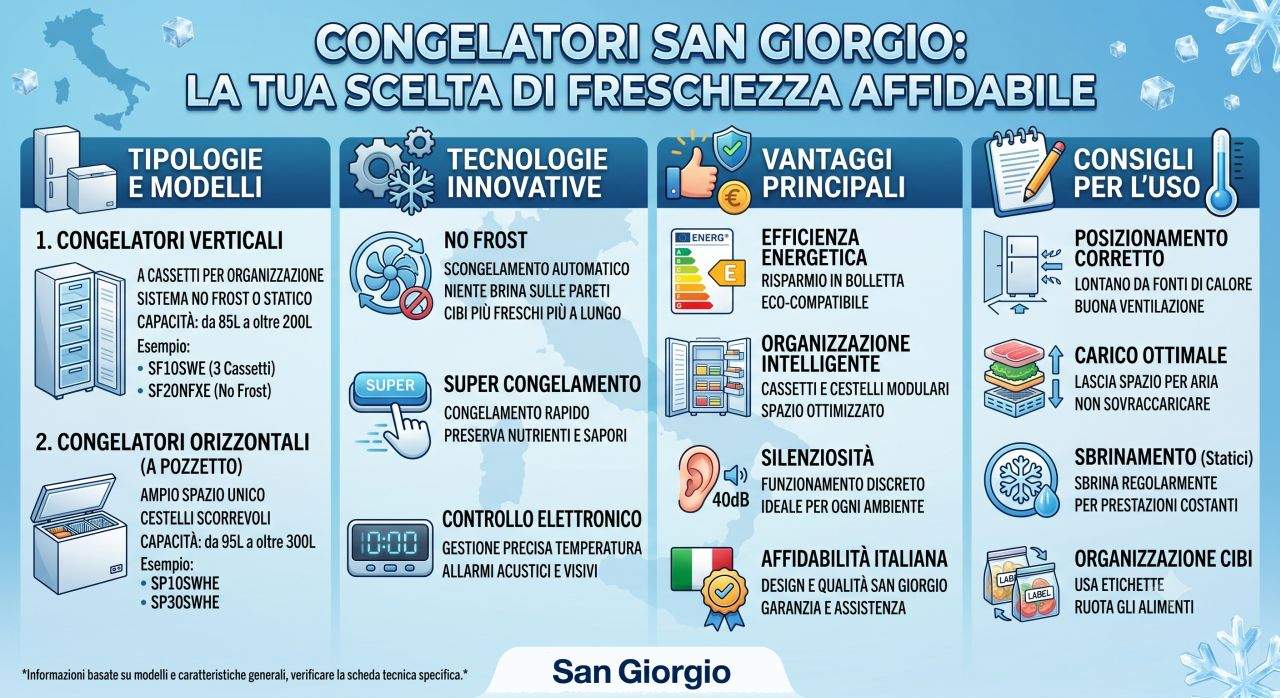 Schede tecniche e manuali uso congelatori San Giorgio