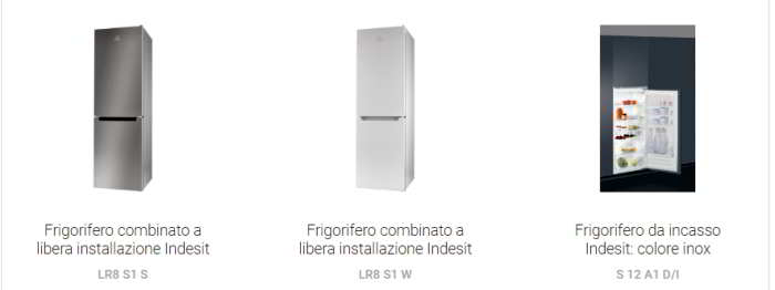 Schede tecniche e manuali uso frigoriferi Indesit