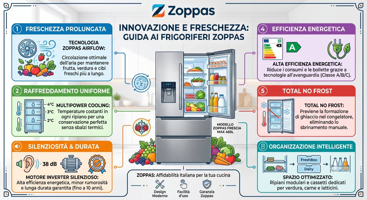 Schede tecniche e manuali uso frigoriferi Zoppas