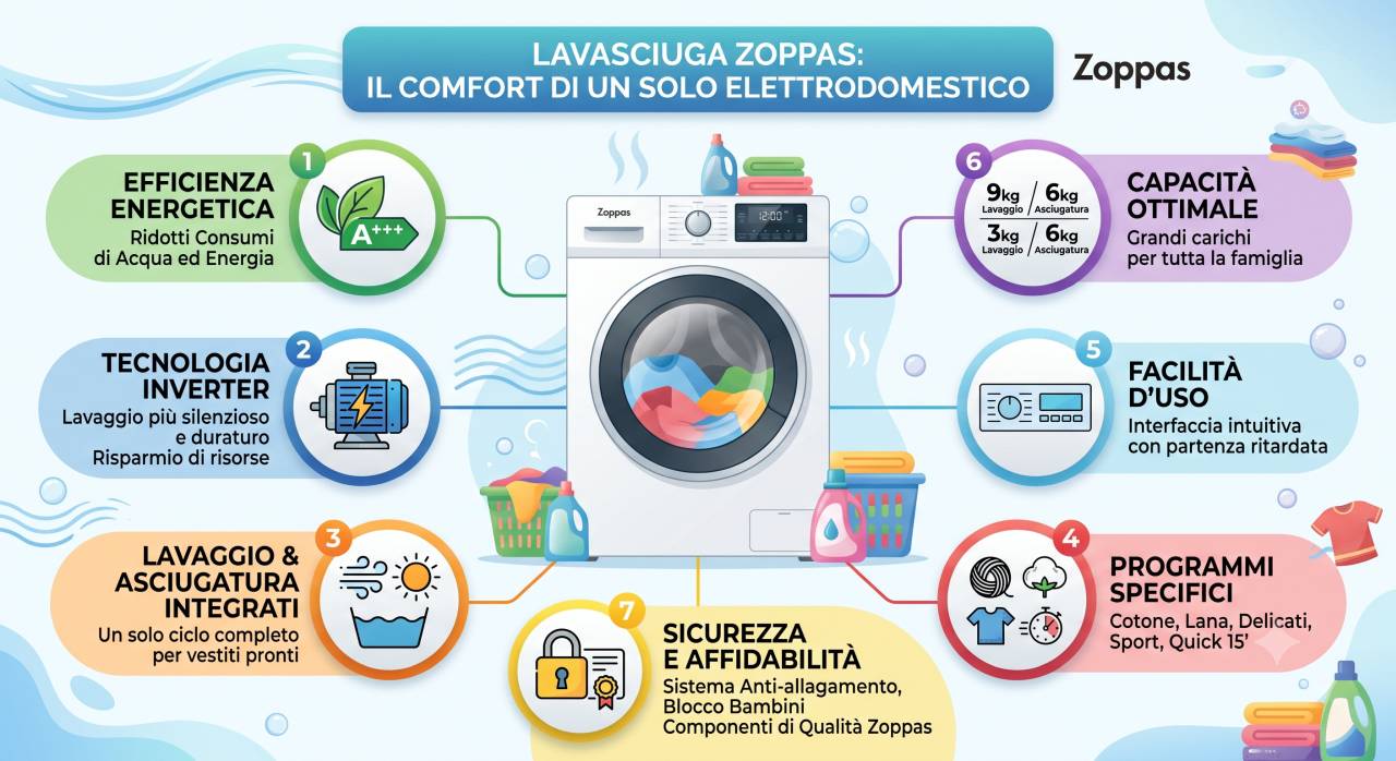 Schede tecniche e manuali uso lavasciuga Zoppas