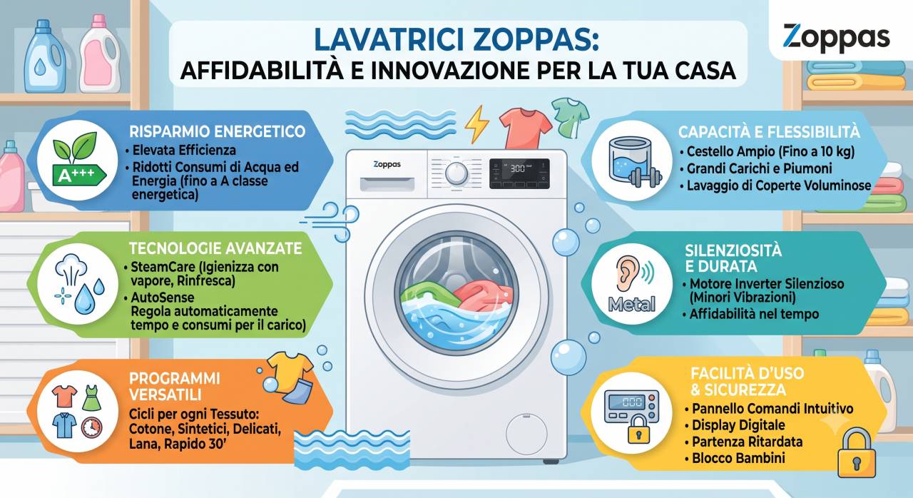 Schede tecniche e manuali uso lavatrici Zoppas