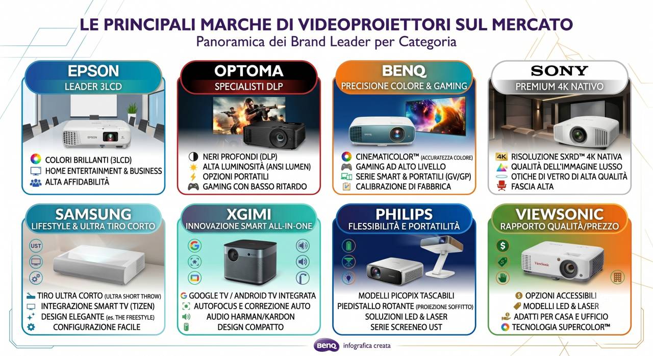 Infografica principali produttori di videoproiettori