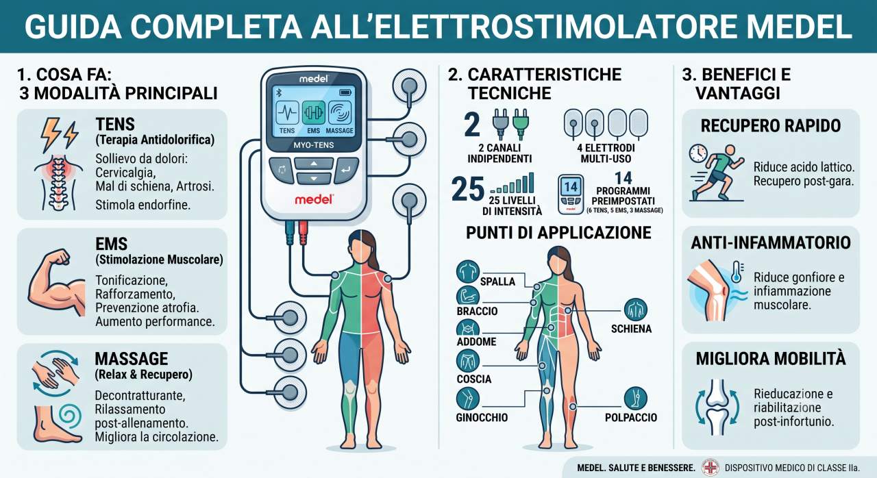 Raccolta schede tecniche e manuali uso elettrostimolatori Medel