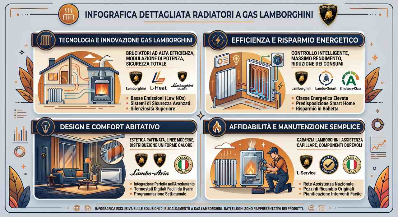 Infografica radiatori a gas Lamborghini