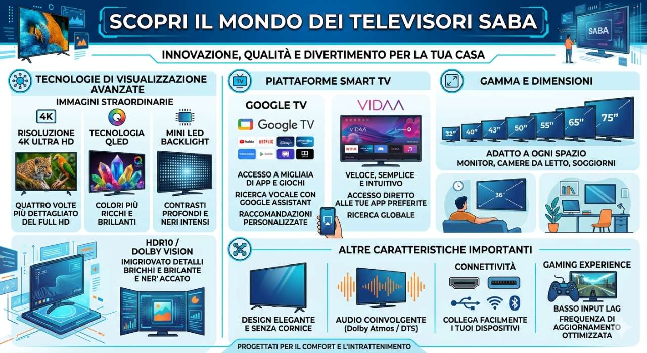 Persone in salotto che guardano la TV | Schede tecniche e manuali uso televisori Saba