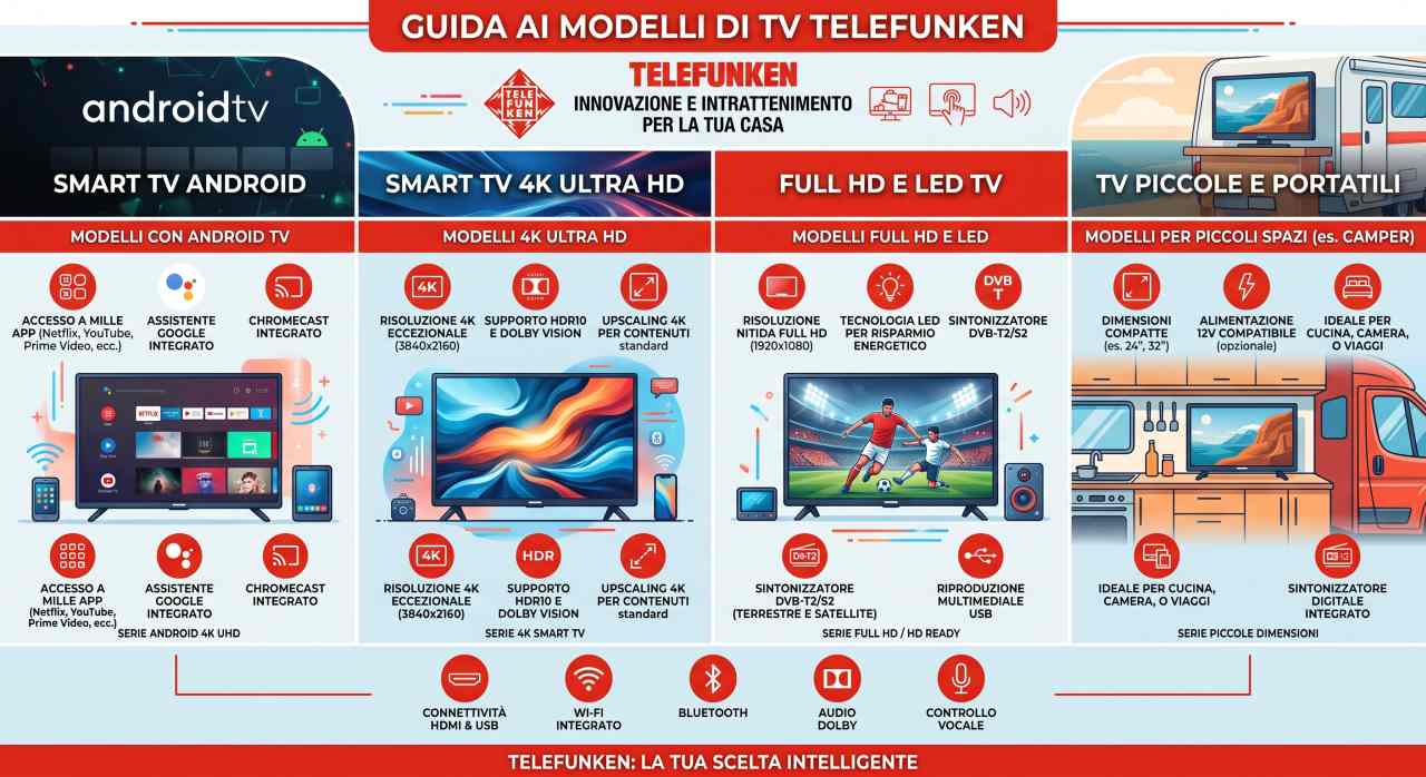 Infografica: schede tecniche e manuali uso televisori Telefunken