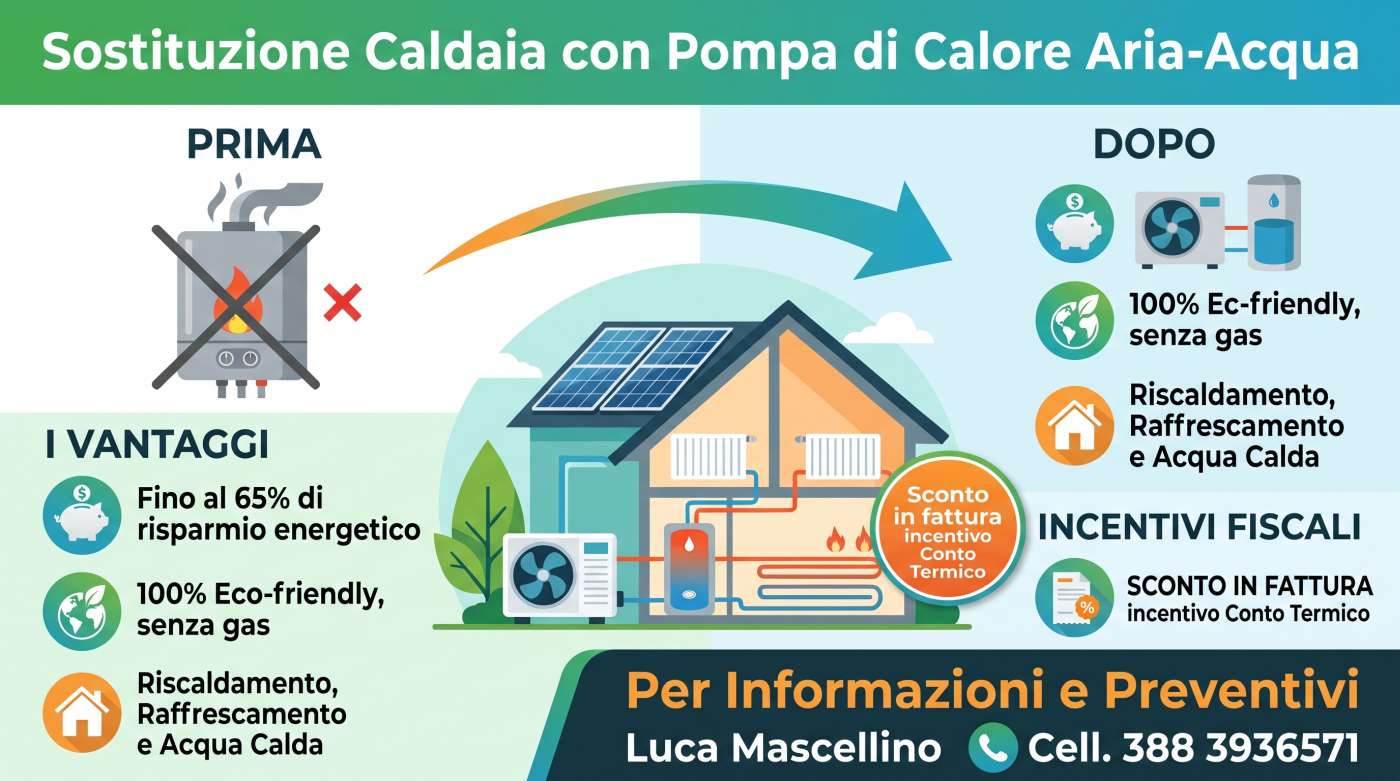 Sostituisci la tua caldaia con una pompa di calore aria-acqua | Sconto diretto in fattura dell'incentivo GSE