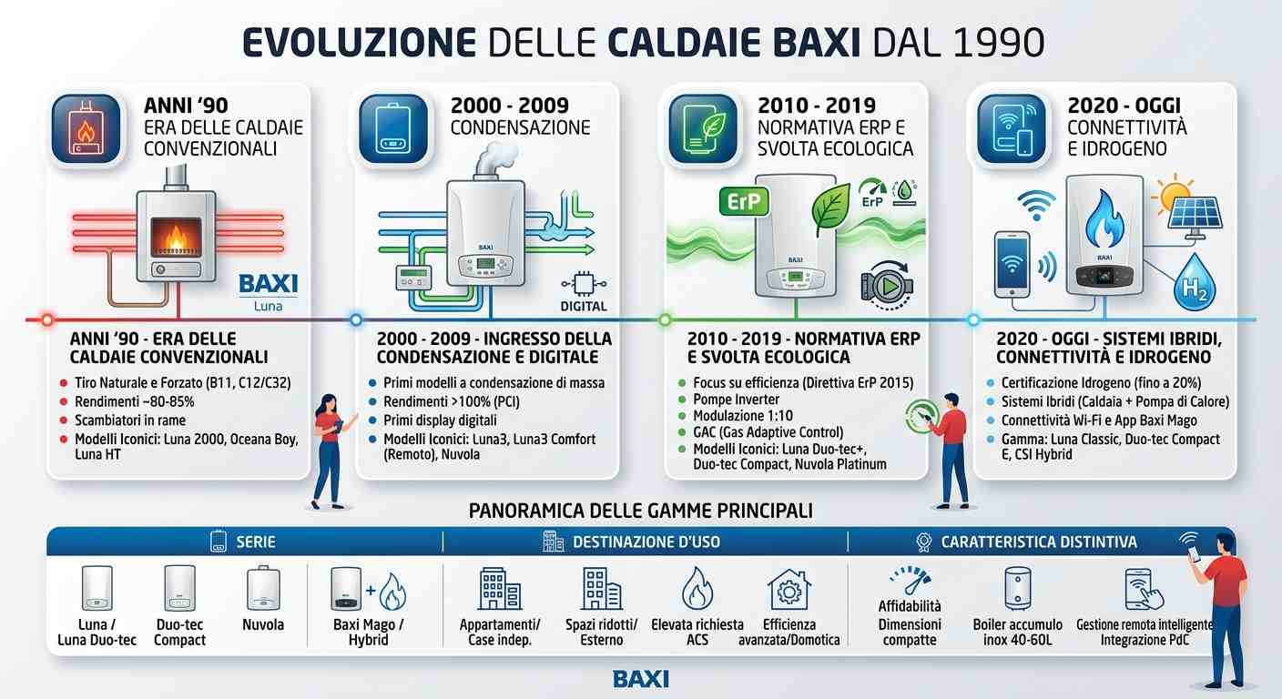 Infografica tabella dati tecnici Legge 10 per caldaie Baxi | schede-tecniche.it